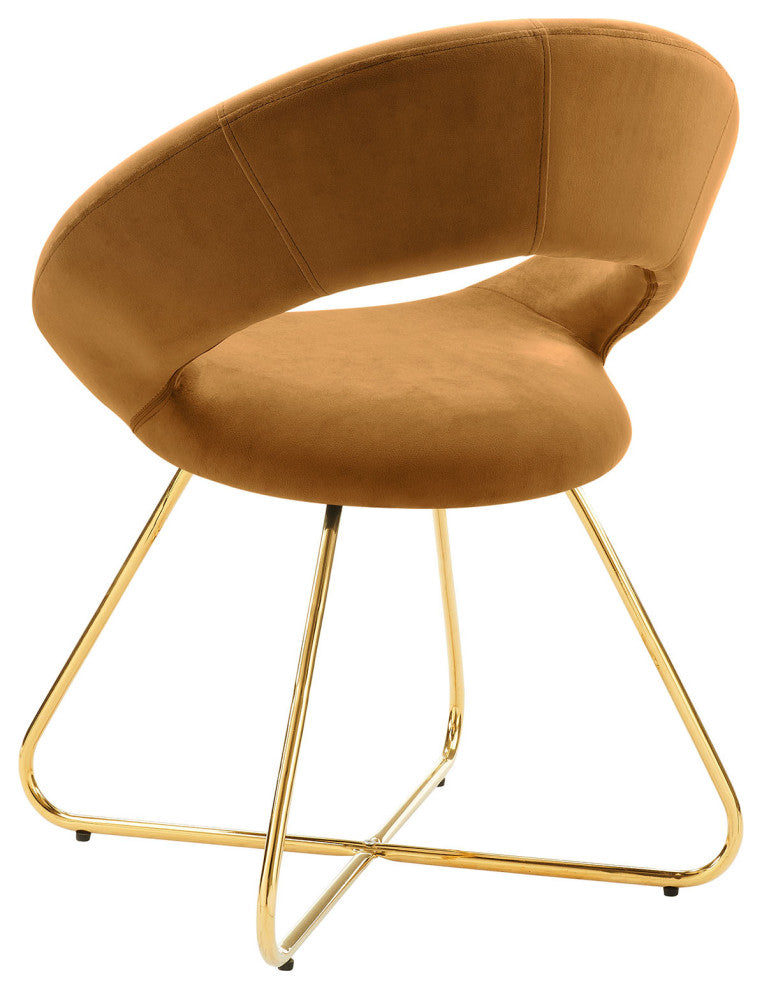 Dining Chair, Set of 2, Gold Brown, Velvet, Modern, Cafe Bistro Hospitality