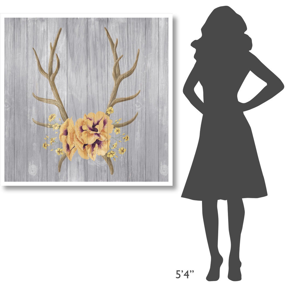 "Antlers and Poppies I Sq Spice" Digital Paper Print by Elyse DeNeige, 42"x42"