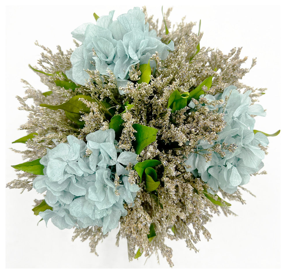 Preserved 10" Decorative Hydrangea Standing Topiary Plant Green