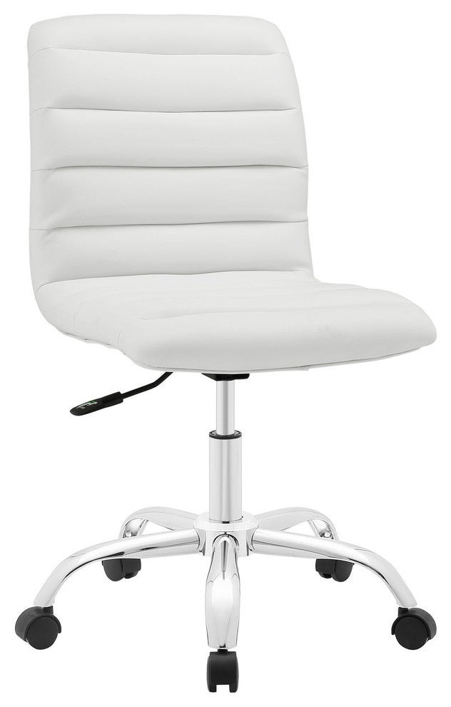 Modern Contemporary Office Chair, White Faux Leather