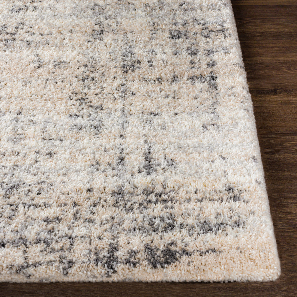 Surya Eskimo Shag ESG-2300 Machine Woven Area Rug, Black, 7'10" x 10'