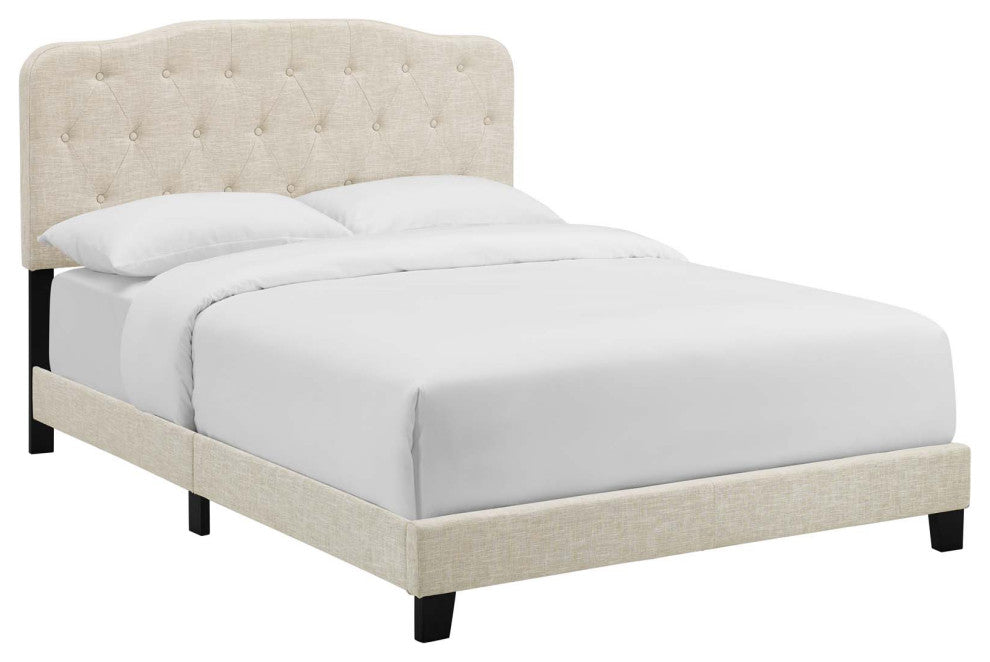 Beige Amelia Full Upholstered Fabric Bed