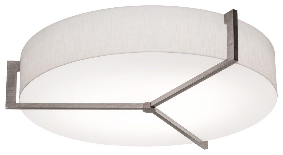 Apex 19'' Flush Mount, Weathered Gray, Linen White Shade