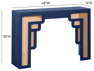 Suzie Navy/Rattan Console Table