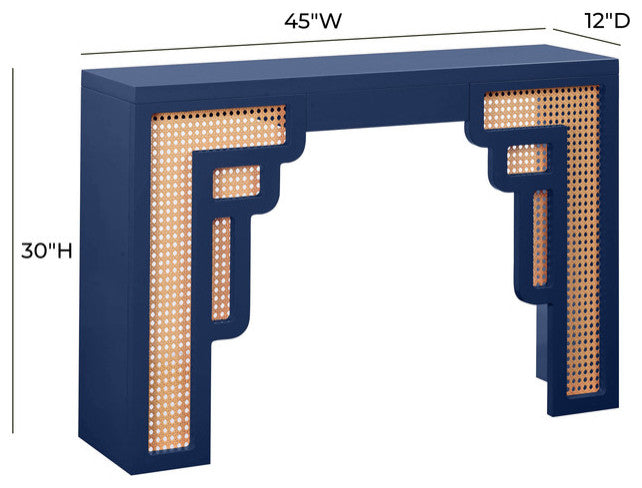 Suzie Navy/Rattan Console Table