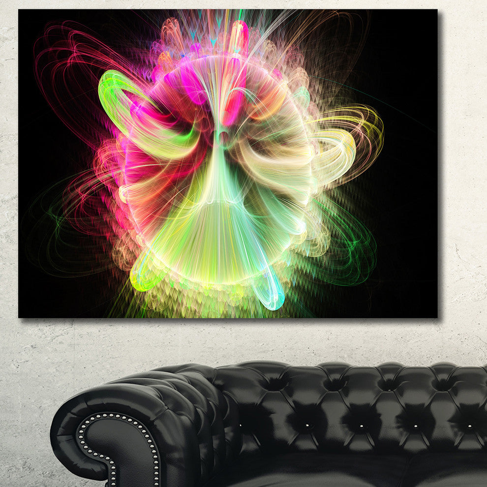 Large Circle with Yellow Curves, Floral Canvas Art Print, 40"x30"