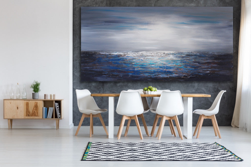 36x72" Blue coastal painting Large Modern contemporary beach art Wall Art Decor