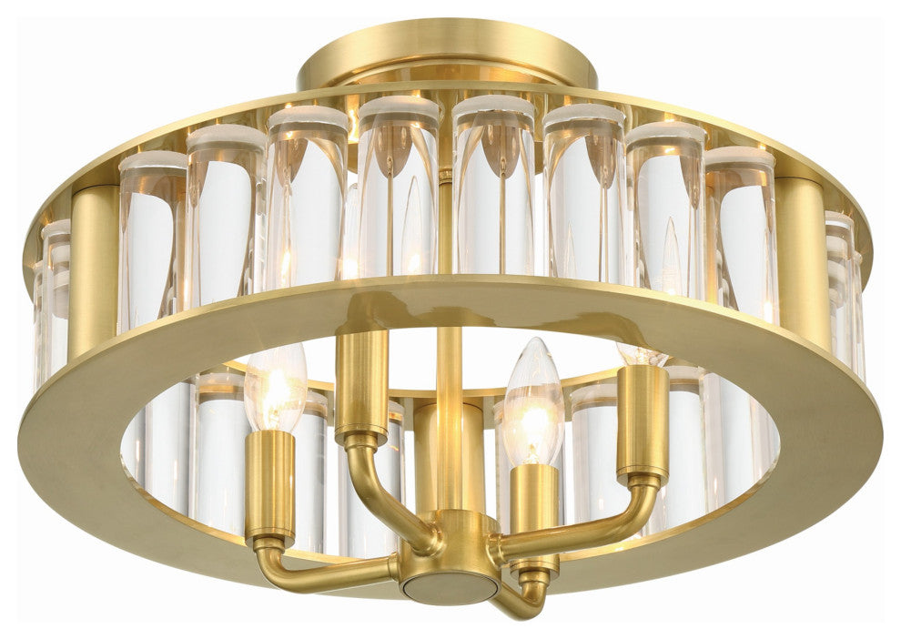 Crystorama Lighting Group FAR-6000 Farris 4 Light 17"W Semi-Flush - Aged Brass