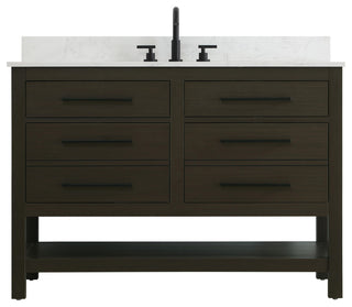 Home Living 48" Single Bathroom Vanity, Mocha Brown With Backsplash