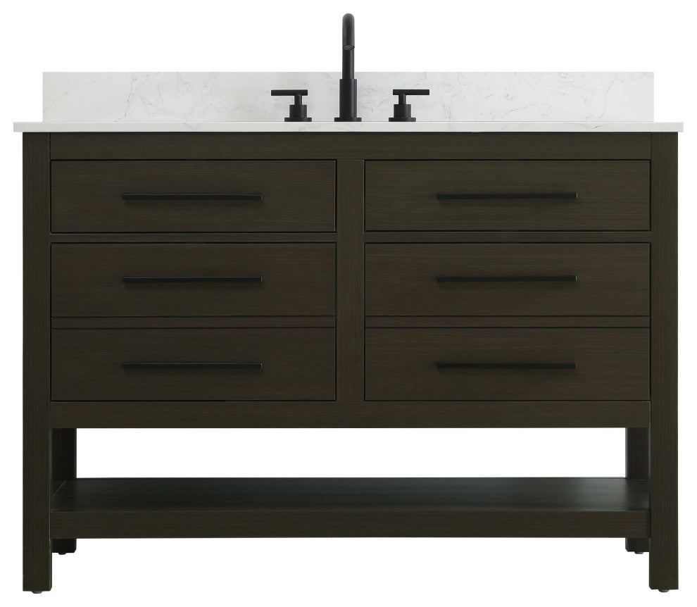 Home Living 48" Single Bathroom Vanity, Mocha Brown With Backsplash