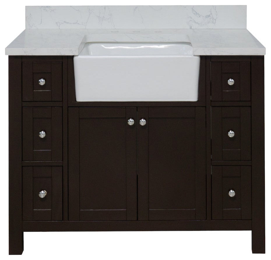Yorkshire 42" Bathroom Vanity, Chocolate, Engineered Marble