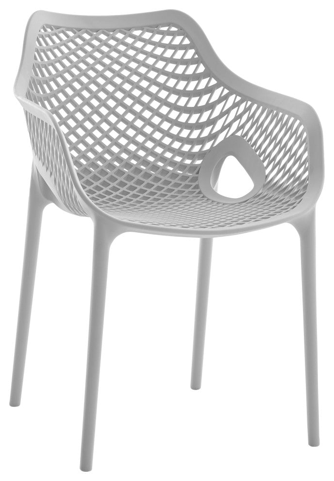 Mykonos Outdoor Patio Dining Chair (Set of 4), Grey, With Arms