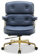 Lobby Mid Back Computer Office Desk Chair, Gold  Chrome&navy Blue