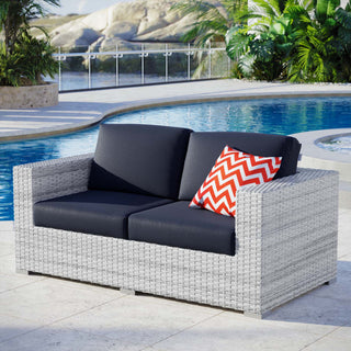 Convene Outdoor Patio Loveseat Light Gray Navy