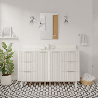 Utopia 60" Bathroom Vanity, White, Top: Engineered Marble, Single