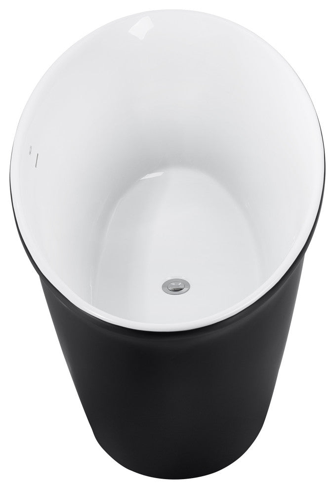 59" Acrylic Freestanding Oval Non-Whirlpool Soaking Bathtub, Black White