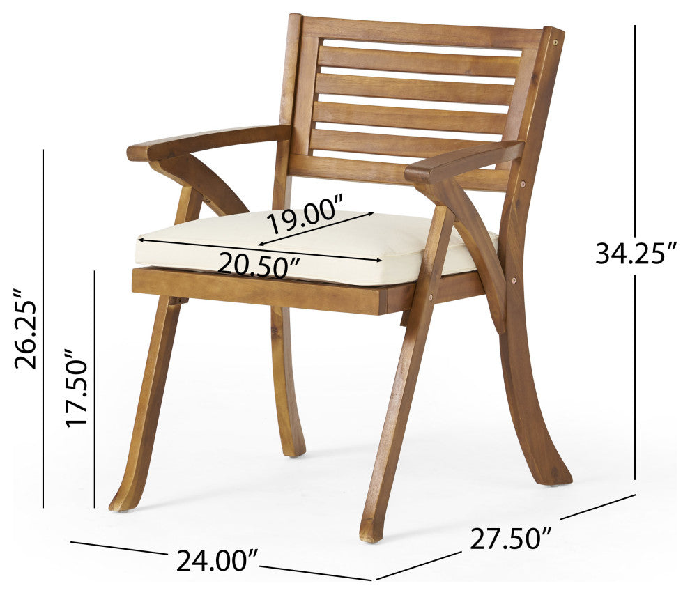 GDF Studio Daisy Outdoor 6-Seater Rectangular Acacia Wood and Iron Dining Set