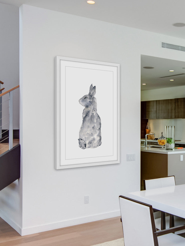 "Rabbit Silhouette" by Thimble Sparrow Framed Painting Print, 20x30