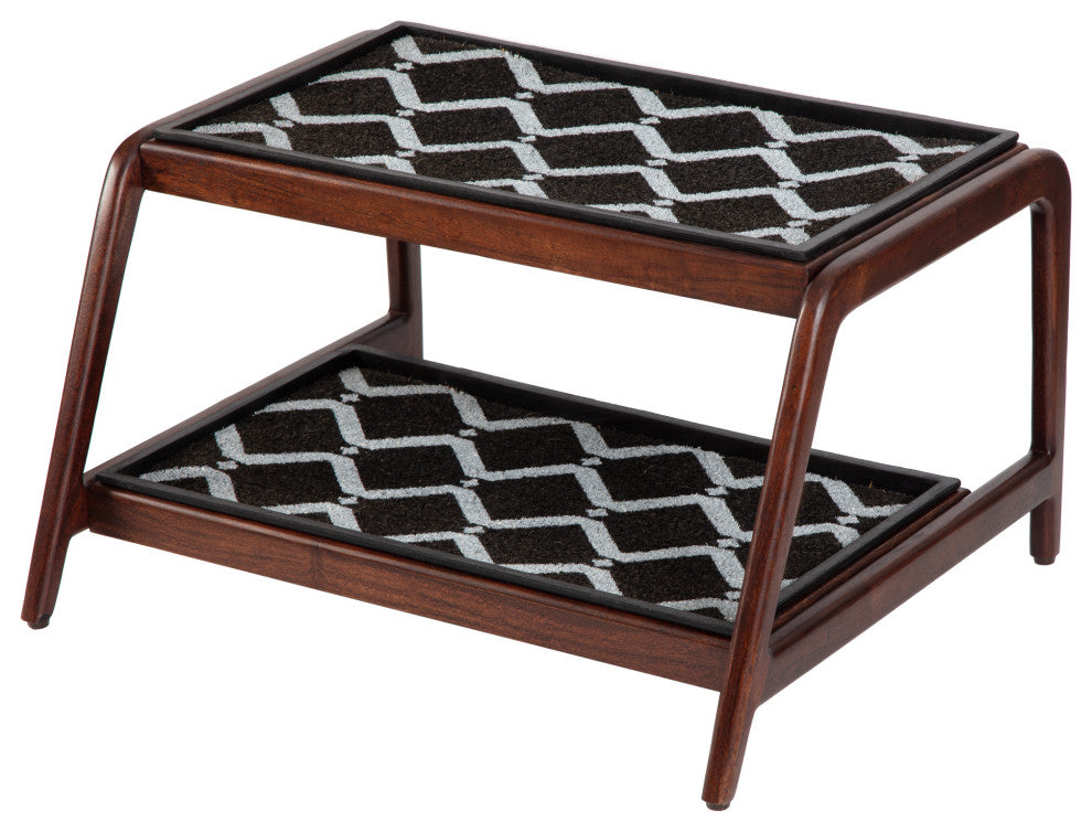 Double-Tier Brown Stand With 2-Pair Rubber Boot Trays San Tropez