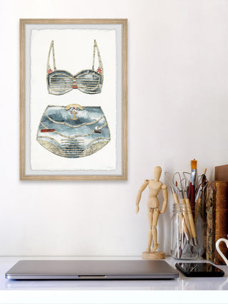 "Florida Retro Bikini" Framed Painting Print, 16x24