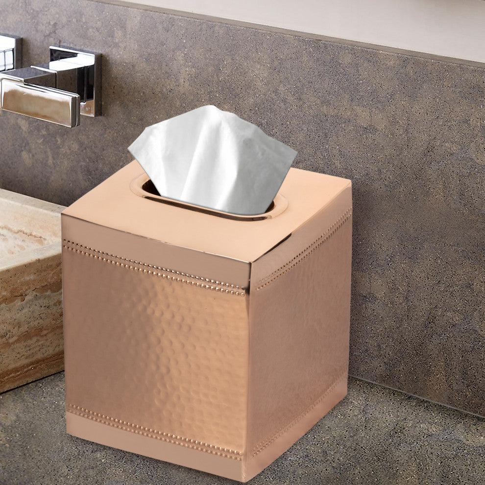 nu steel Hudson Hammered Copper Boutique Tissue Box Cover