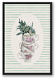 Stack Of Tea Cups Floral Stripes 6 20x30 Black Floating Framed Canvas