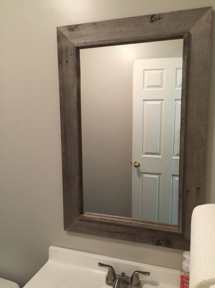 Rustic Mirror, Western Rustic Style With Raised Inside Edge, 30"x40"