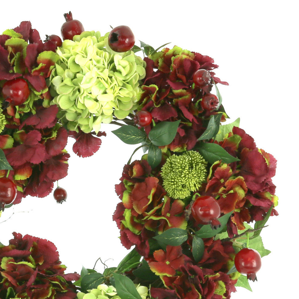 Creative Displays 23" Fall Wreath With Hydrangea, Sedum and Pomegranates
