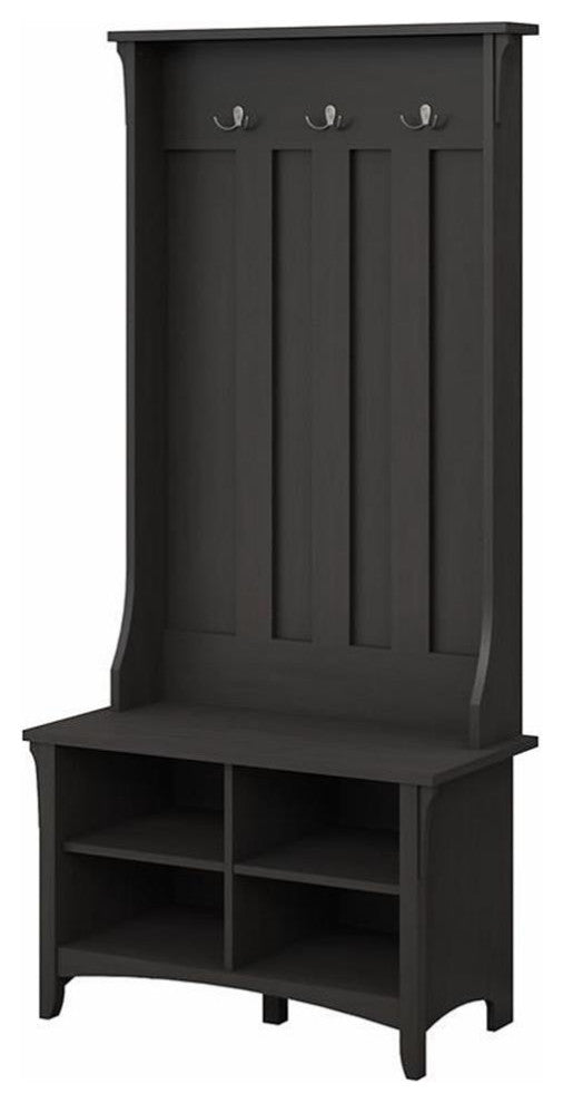 Salinas Hall Tree with Shoe Storage Bench in Vintage Black - Engineered Wood