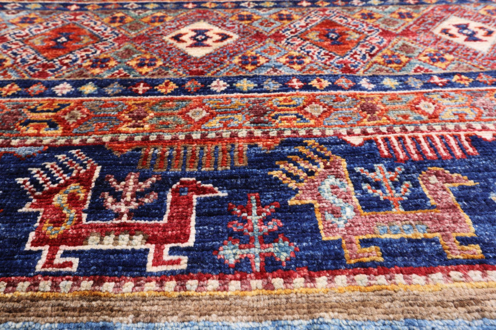 Persian Gabbeh Tribal Hand Knotted Rug 4' 8" X 6' 8" Q8033