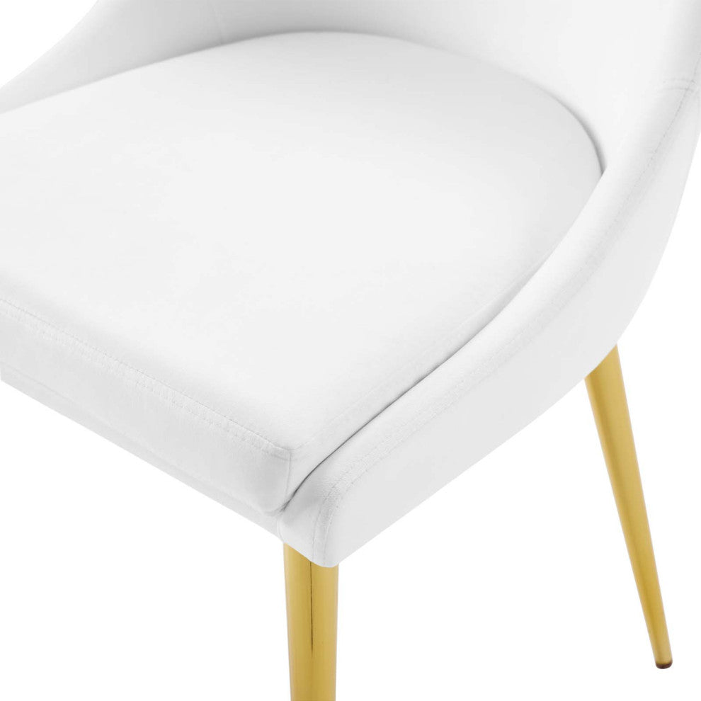 Side Dining Chair, Velvet, Metal, White, Modern, Bistro Restaurant Hospitality