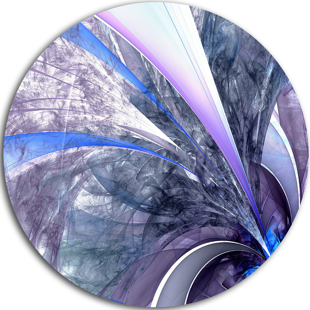 Bright Blue Fractal Flower Design, Modern Floral Round Wall Art, 23"
