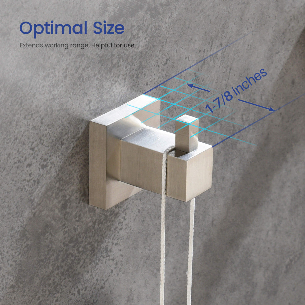 Cube Bathroom Towel & Robe Hook 3 Count, Brushed Nickel