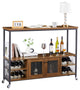 Multi-function Wine Shelf Table, Modern Wine Bar Cabinet Hazelnut Brown