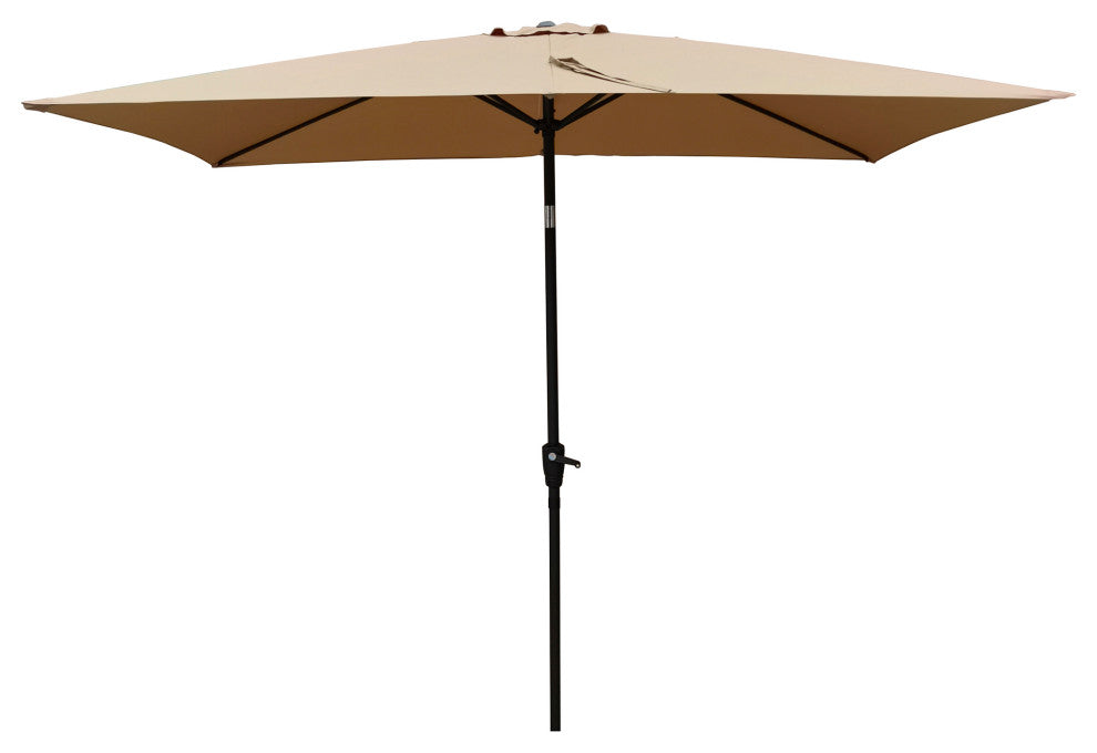 9' Outdoor Patio Market Umbrella With Push Button Tilt and Crank, Tan