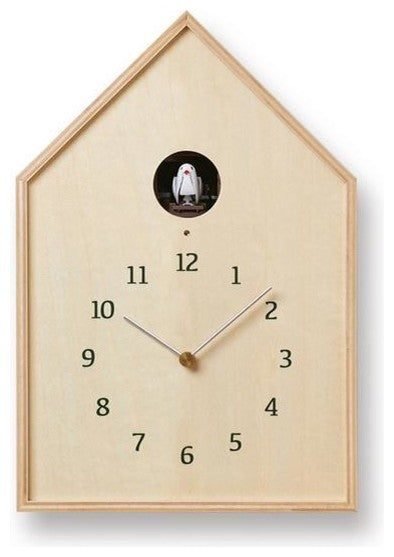 Lemnos Birdhouse Clock Natural