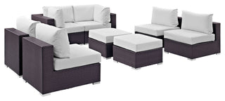 Convene 8 Piece Outdoor Patio Sectional Set - Espresso White