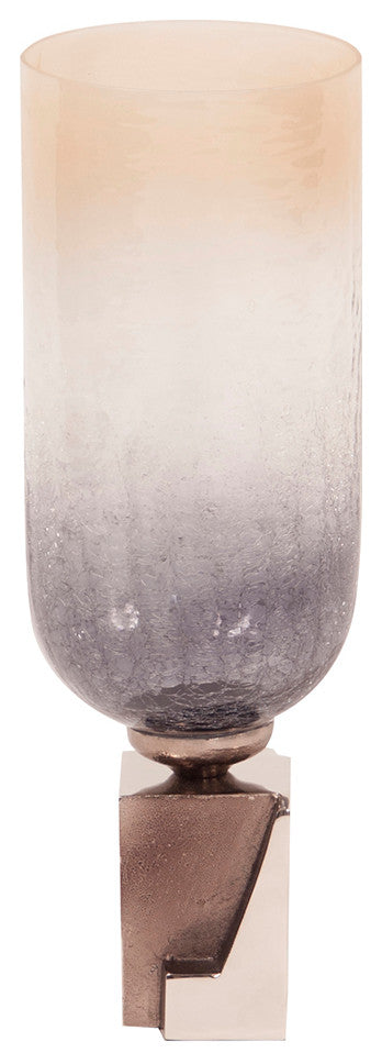 Howard Elliott Ombre Glass Vase on Square Aluminum Base, Small
