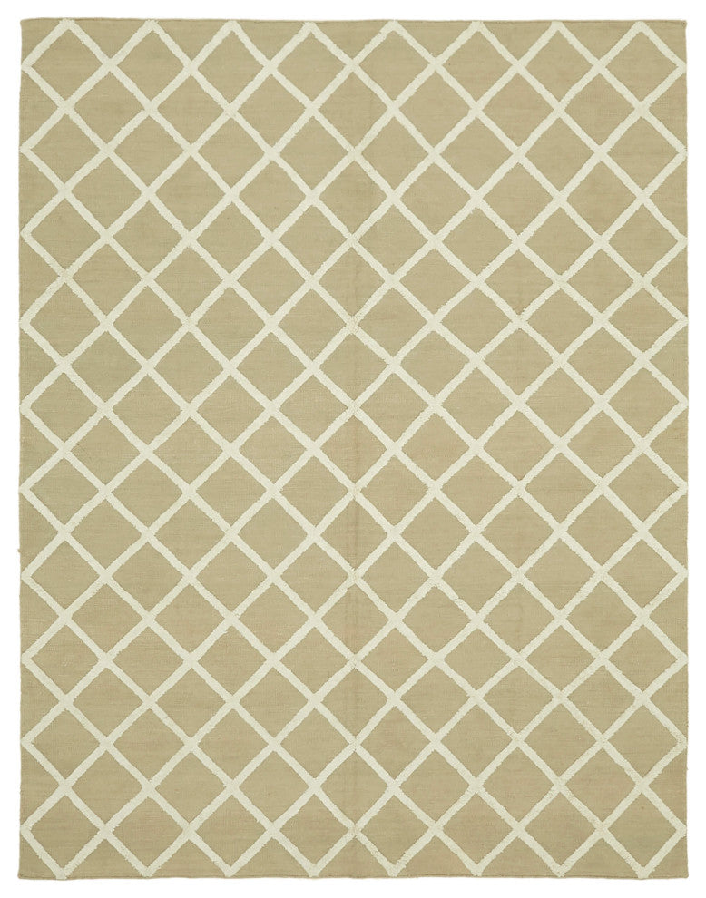 Rug N Carpet - Handmade Modern Design 8' 0'' x 10' 0'' Wool Flatweave Kilim Rug