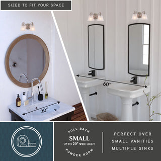 Standford 2-Light Vanity, Brushed Nickel/Alabaster Glass