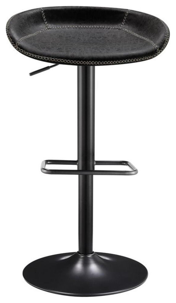Pemberly Row 31.5" PU Leather Gaslift Bar Stool in Black (Set of 2)