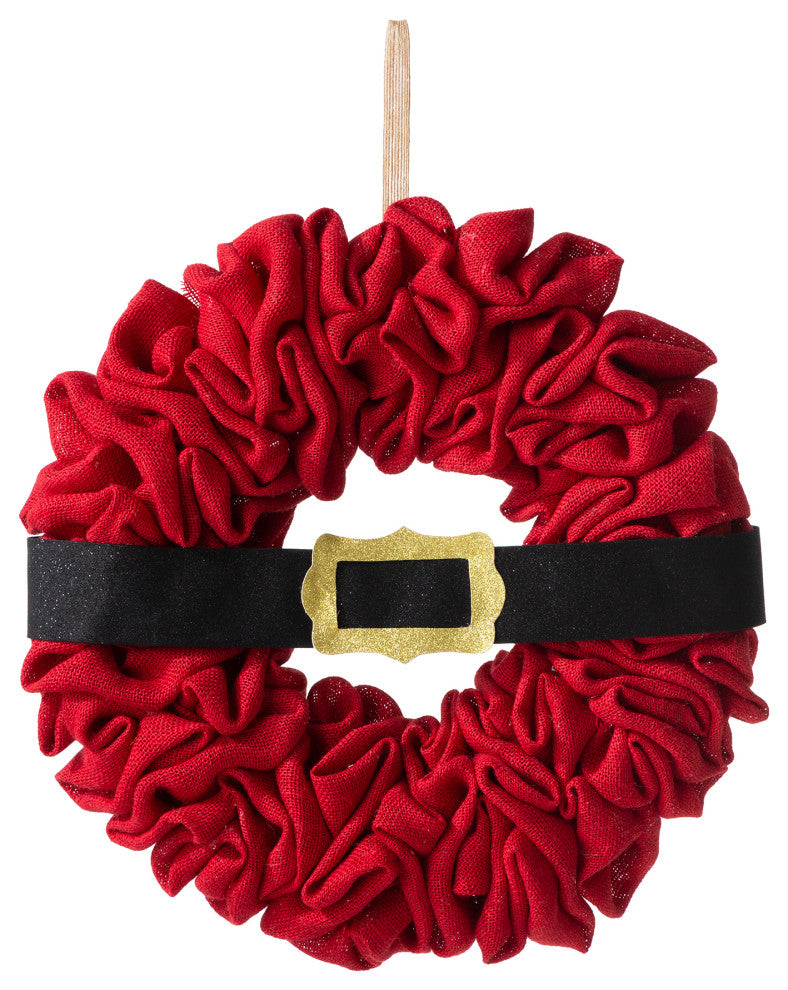 18"D Christmas Red With Belt Fabric Wreath
