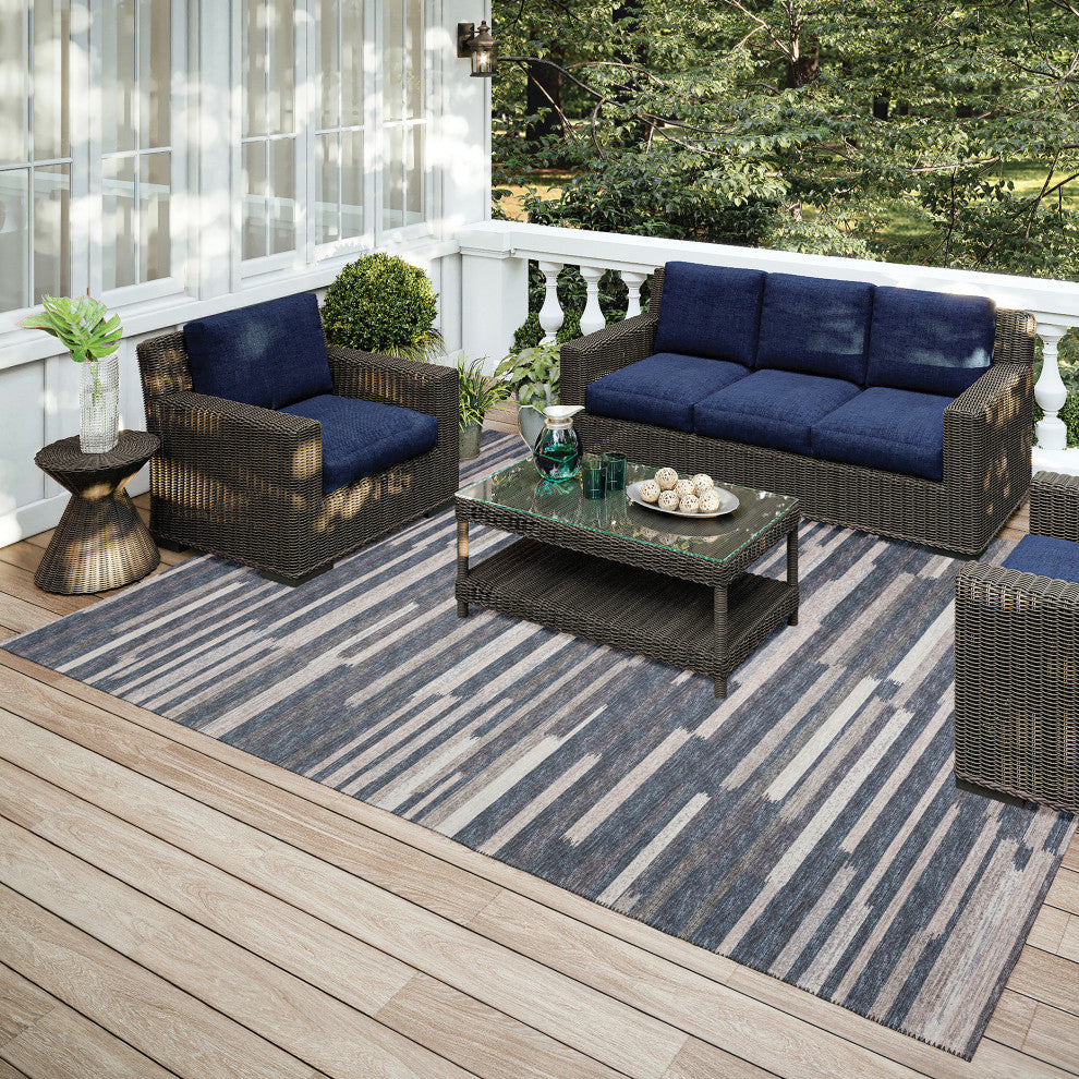 Indoor/Outdoor Sedona SN8 Slate Machine Washable 9' x 12' Rug