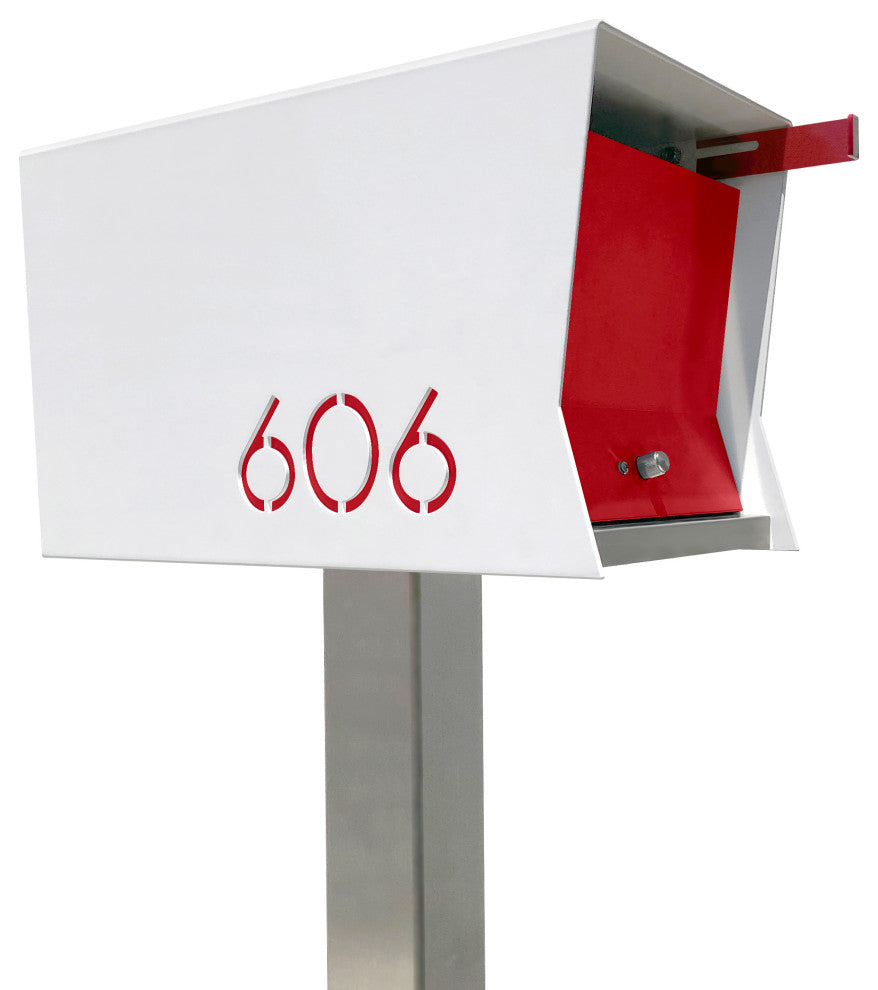 The RetroBox with Locking doors. Modern Pole Mounted Mailbox, Pole not included.