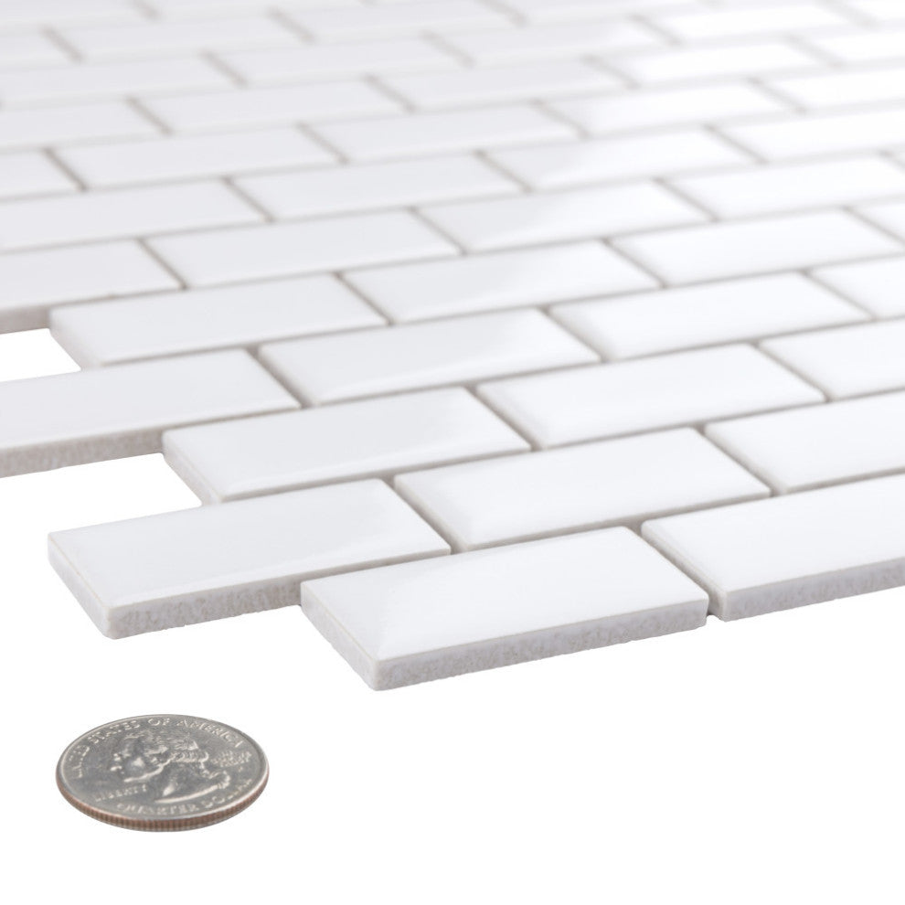 Metro Subway Glossy White Porcelain Floor and Wall Tile
