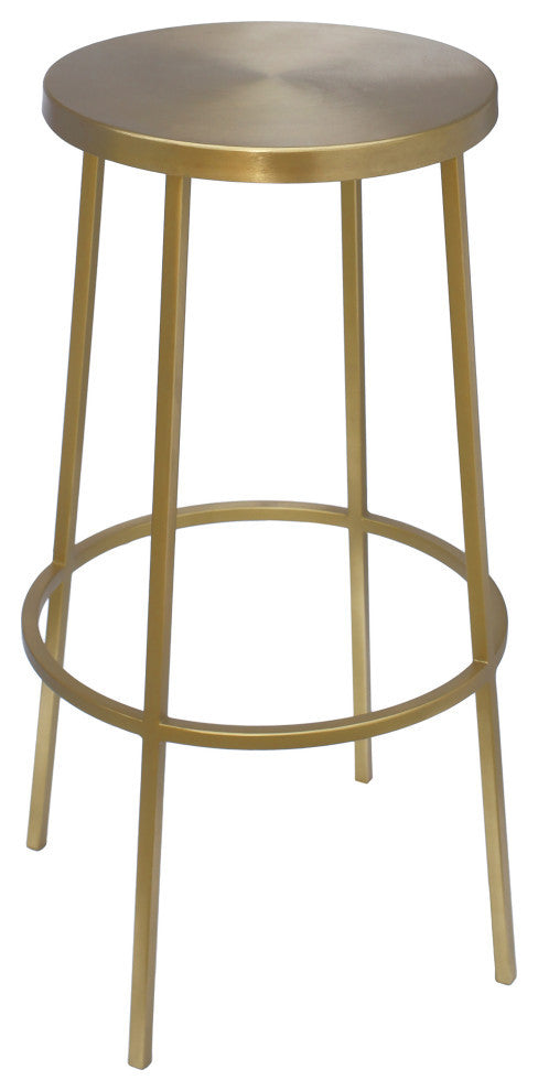 Tyson Contemporary Durable Iron Stool, Brushed Gold, Bar Height