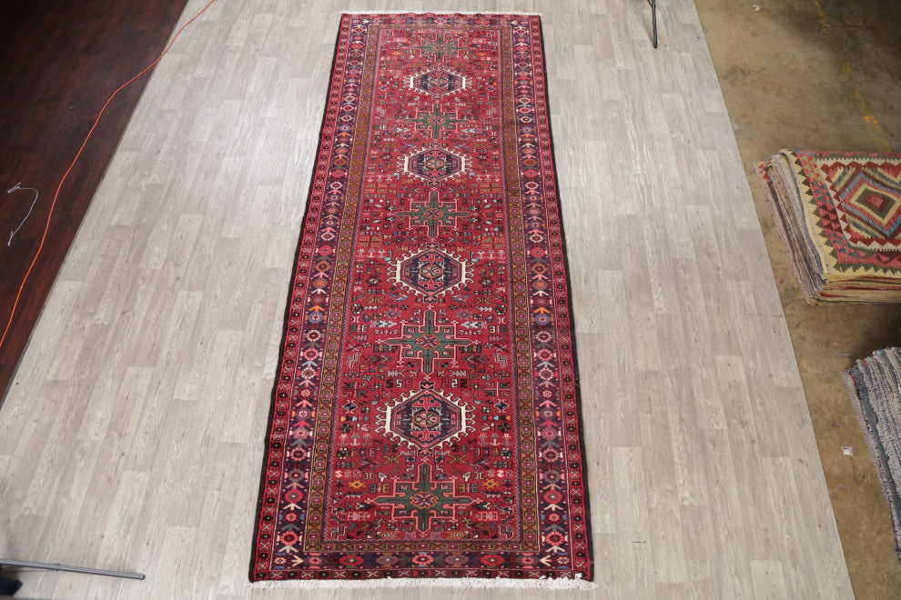 Consigned, Vintage Oriental Traditional Persian Hand-Knotted Area Rug, Red, 5x13