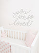 You Are So Loved Quote Wall Decal with Diamonds, Dots, and Heart, Warm Gray