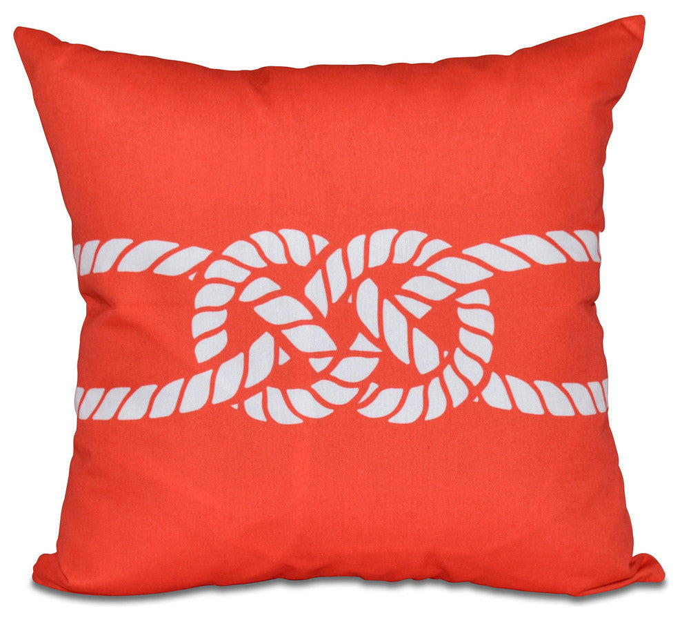 Carrick Bend, Geometric Print Pillow, Red-Orange, 26"x26"