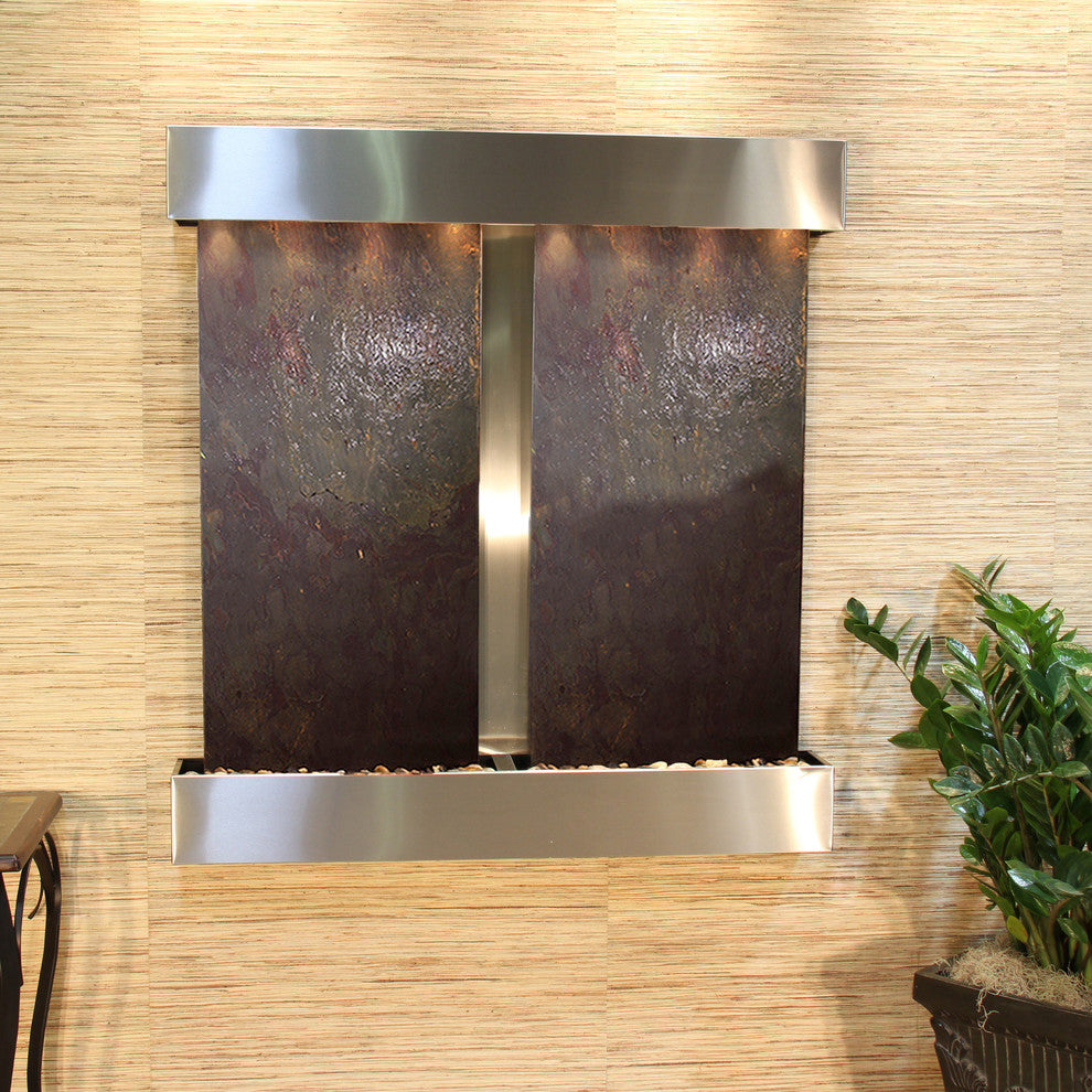 Aspen Falls Water Fountain, Multi-Color, Stainless Steel, Square